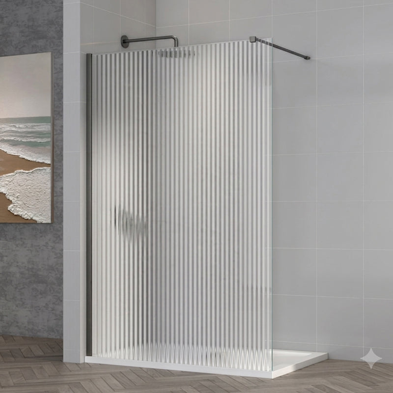 TB TI8 Wetroom Panel Gunmetal 8mm 18mm Wall Profile Adjustment