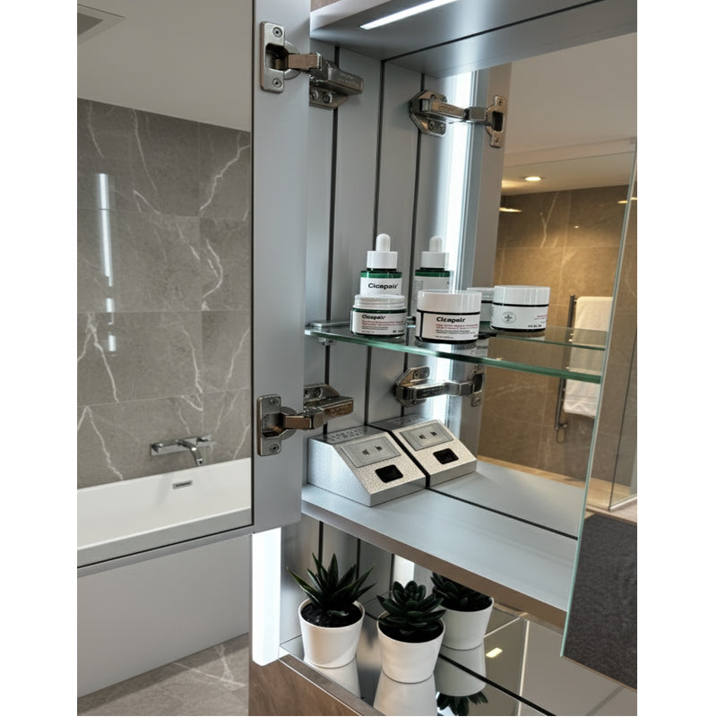 TB Poppy Led Mirror Cabinet with USB, Shaver Socket & Wireless Charging