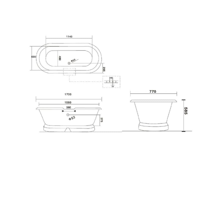 Arroll Chaumont Freestanding Cast Iron Bath 1700mm | 1 Size, Bespoke Finish