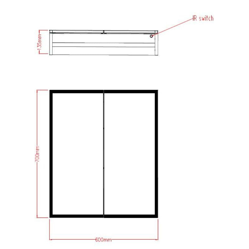 TB Bethany Double Door Mirror Cabinet LED Surround w. Sensor Switch & Shave Socket