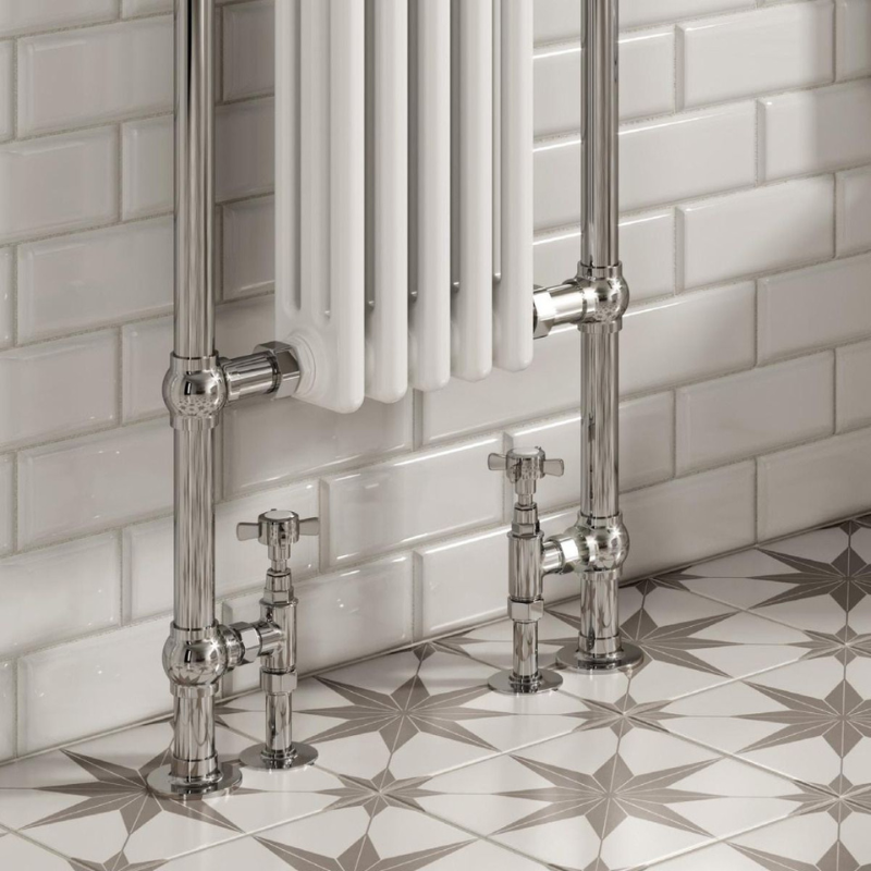 Reina Oxford Chrome & White Towel Radiator Rails