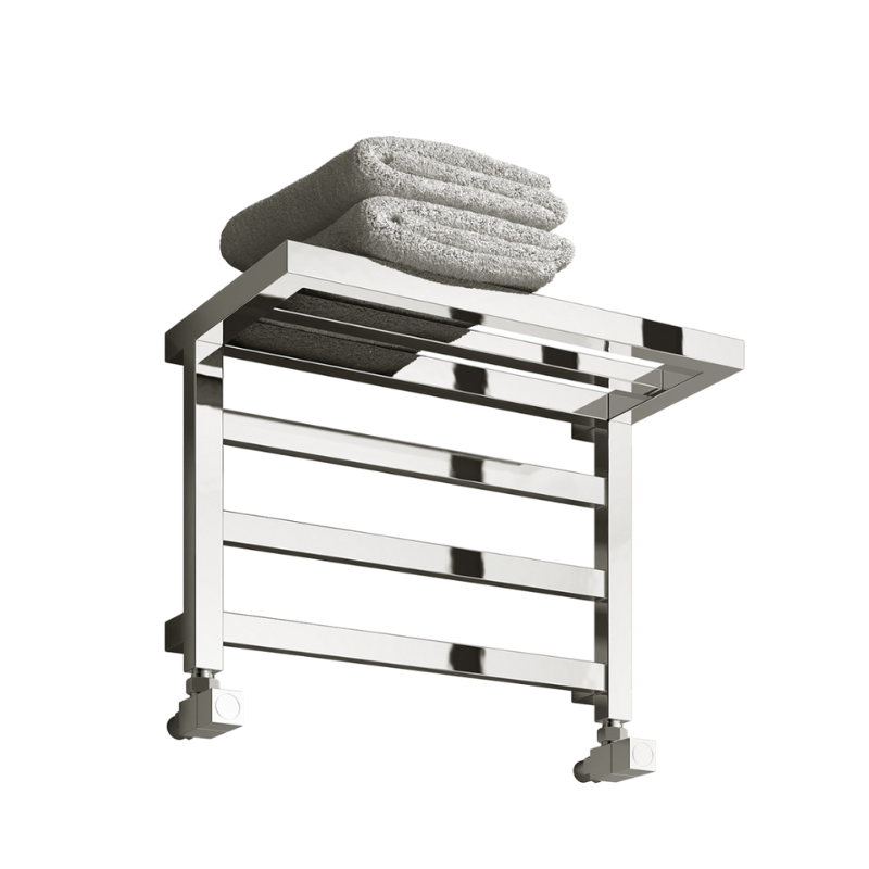 Reina Elvina Chrome Heated Towel Rail with Shelf
