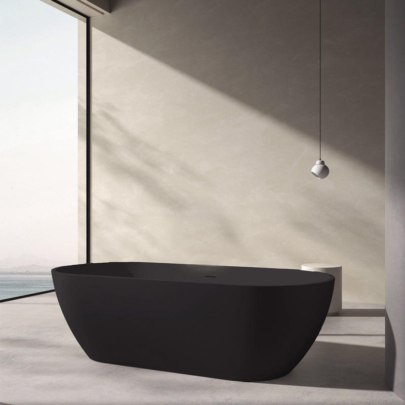 TB Nero Matte Black Freestanding Bath Including Black Waste