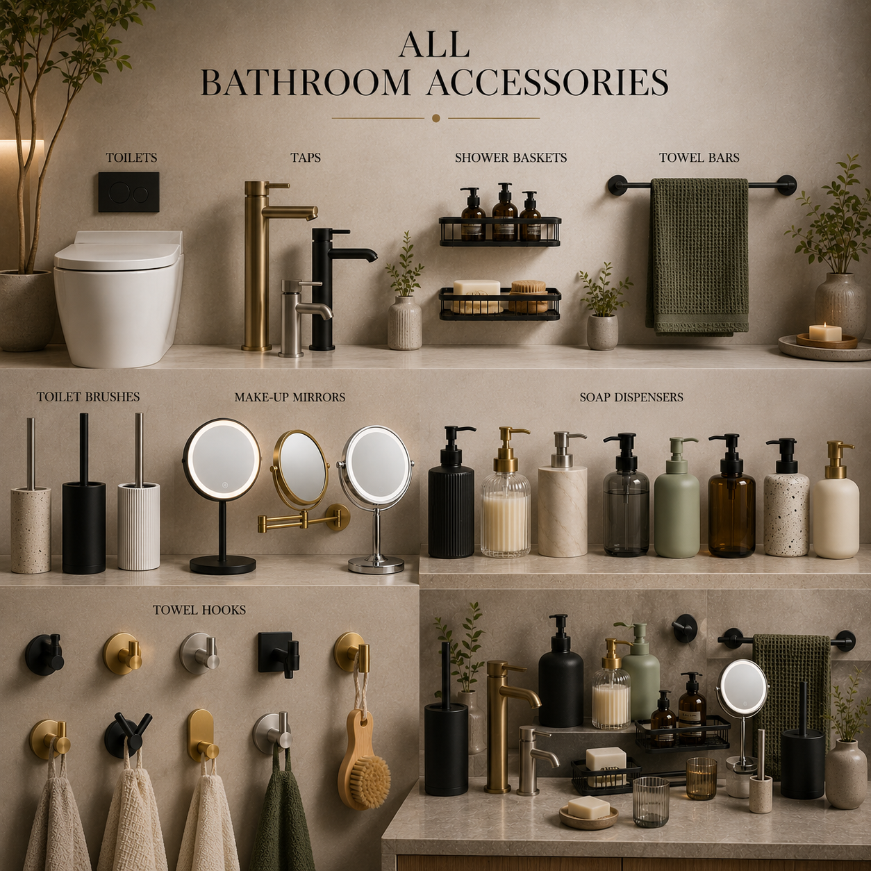 This Images Shows Different Items Of Bathroom Accessories