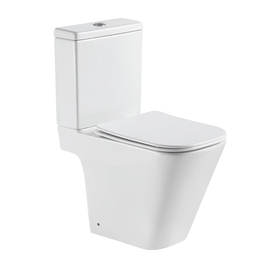 TB Milan Rimless Close Coupled Square Toilet with Quiet Closing Action