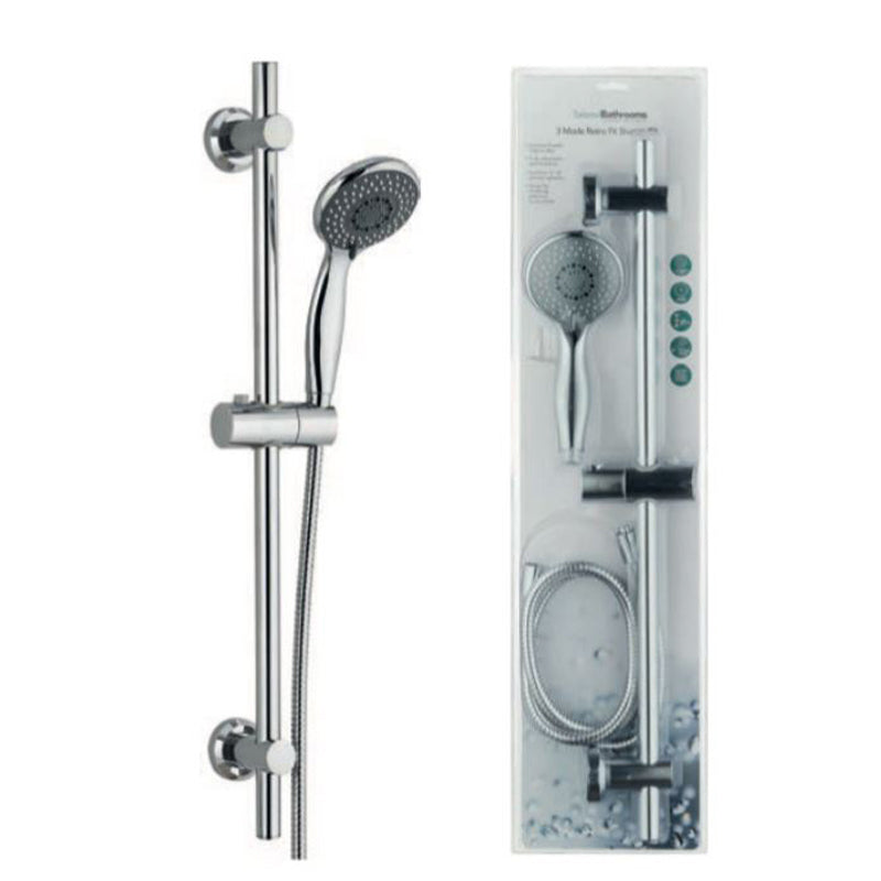 TB 3 Mode Retro Fit Shower Retail, 700mm Adjustable Retro Fit Riser Rail Kit