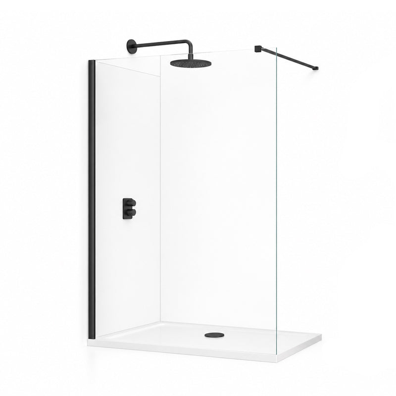TB TI8 Wetroom Panel Orca Black 8mm Toughened Safety Glass