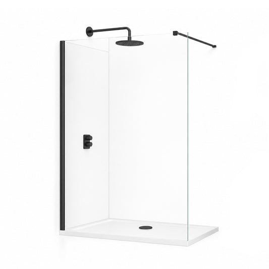 TB TI8 Wetroom Panel Orca Black 8mm Toughened Safety Glass