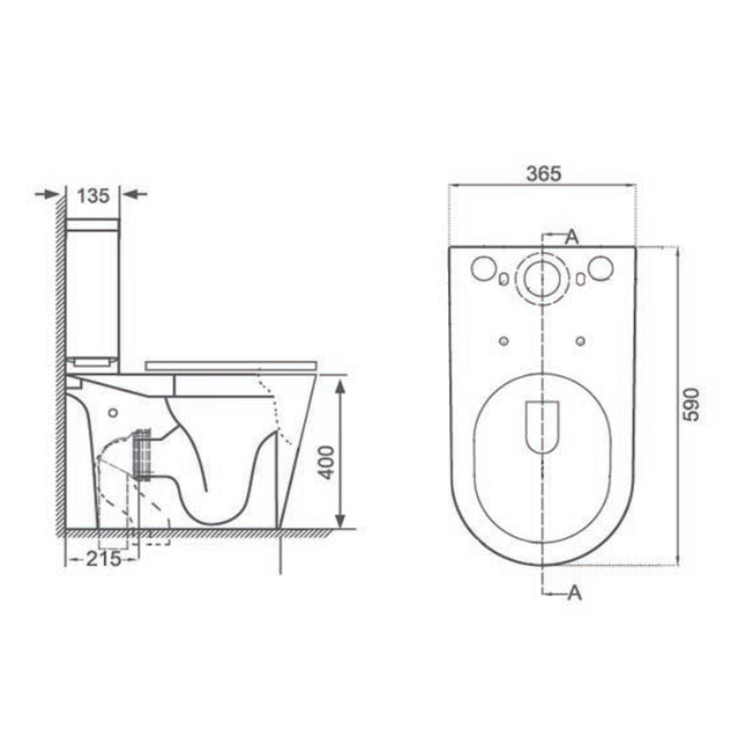 TB Ferrara Rimless Comfort Height Toilet 595mm Short Projection