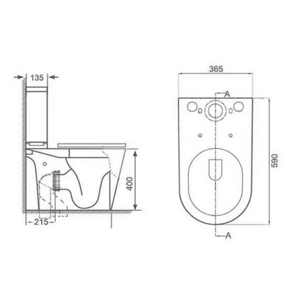 TB Ferrara Rimless Comfort Height Toilet 595mm Short Projection