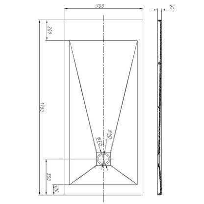 TB Rectangle 35mm Slate White Shower Tray Premium Gelcoat Stone Resin Construction