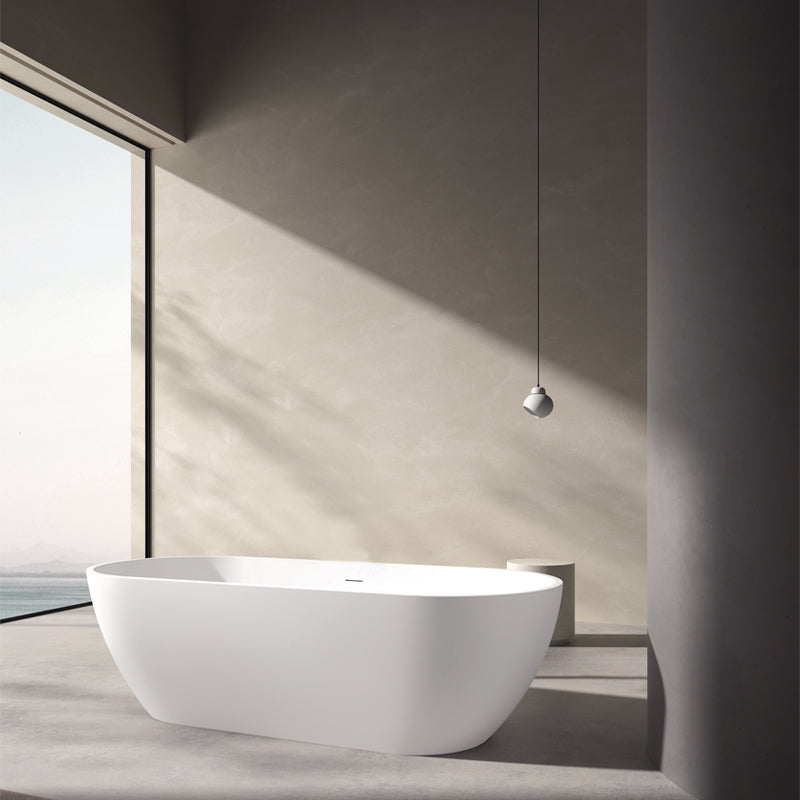 TB Amalfi Gloss White Freestanding Bath Included White Waste