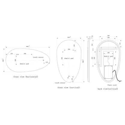 TB Jacob Teardrop LED Touch Mirror with Demist Colour Change Lighting