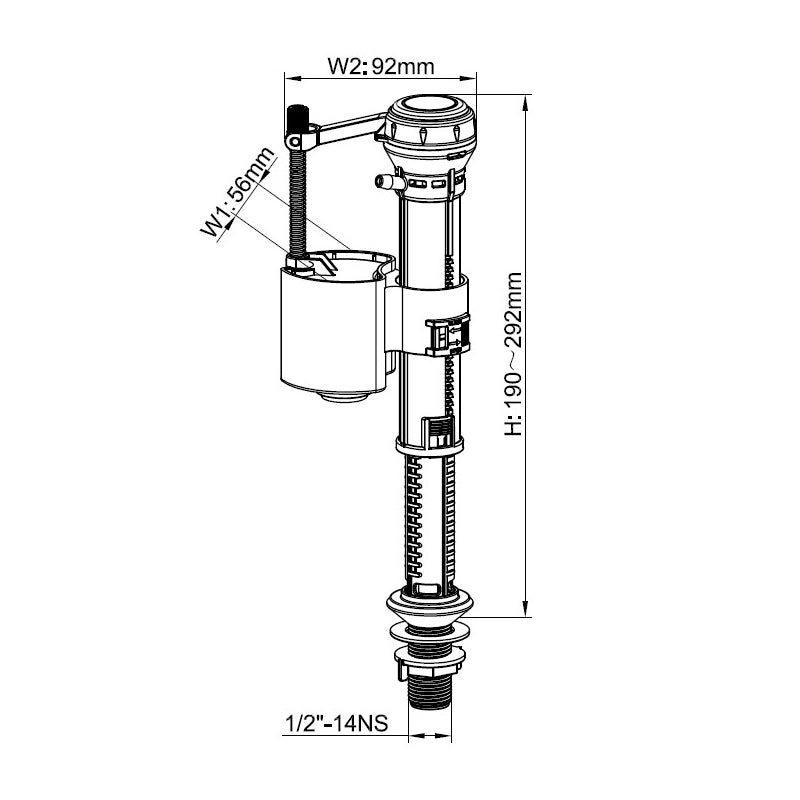 TB Bottom Fill Valve 1/2" Brass Anti-Siphon / Backflow Protection