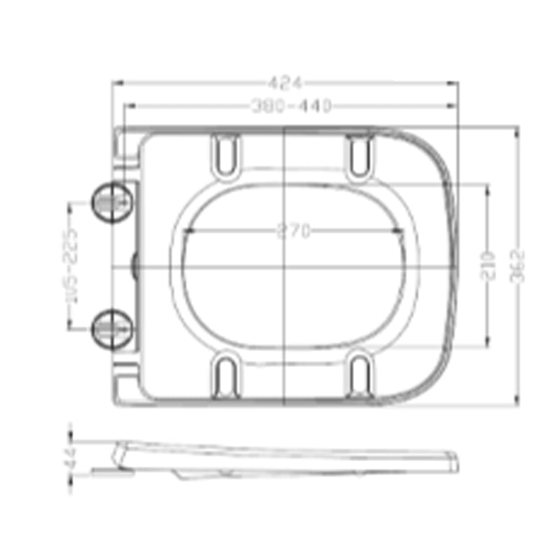 TB T20 Square Soft Close Toilet Seat Adjustable Stainless Steel Fittings