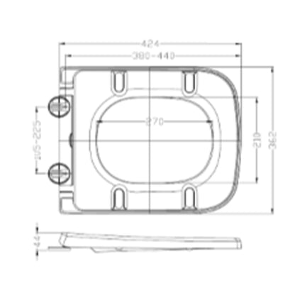 TB T20 Square Soft Close Toilet Seat Adjustable Stainless Steel Fittings