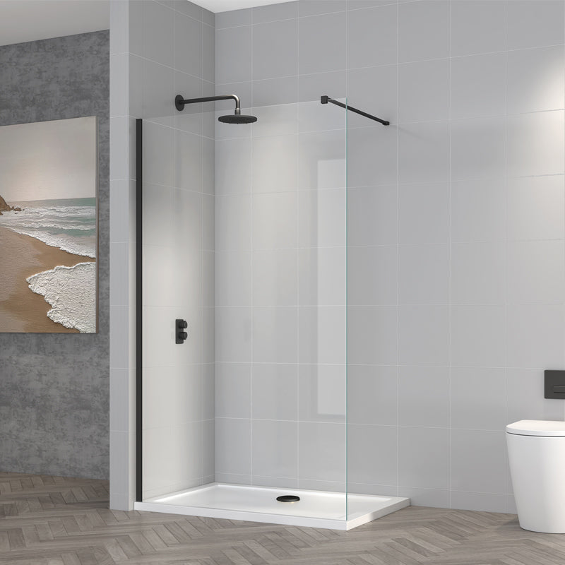 TB TI8 Wetroom Panel Orca Black 8mm Toughened Safety Glass | 1 Colour, 6 Sizes