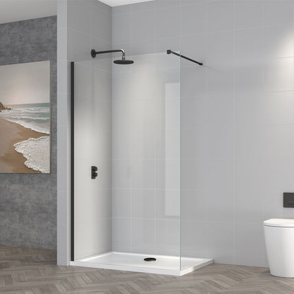 TB TI8 Wetroom Panel Orca Black 8mm Toughened Safety Glass | 1 Colour, 6 Sizes