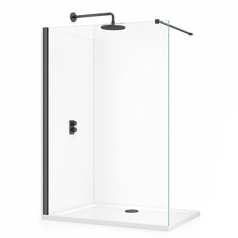TB TI8 Wetroom Panel Gunmetal 8mm Toughened Safety Glass