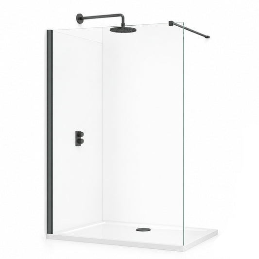 TB TI8 Wetroom Panel Gunmetal 8mm Toughened Safety Glass