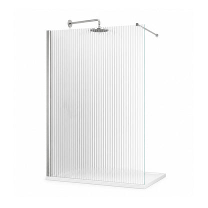 TB TI8 Fluted Wetroom Panel Chrome 8mm Toughened Safety Glass