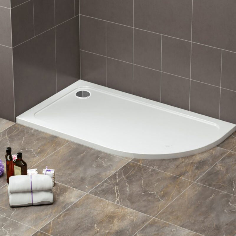 TB Right Offset Quad 30mm Low Profile Shower Tray Reinforced Resin Construction