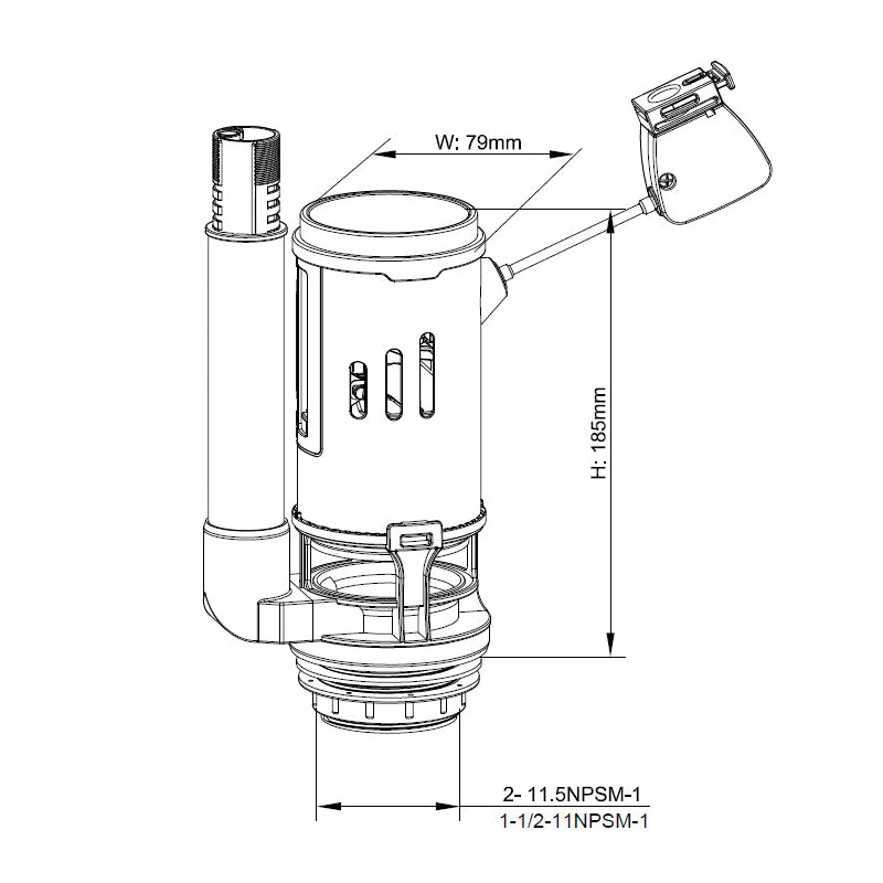 TB WC Dual Flush Valve with 2" & 1½" Outlets Water Saving Design