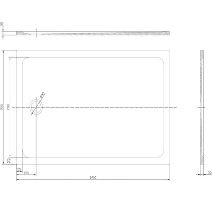 TB Rectangle 30mm Low Profile Shower Tray Gelcoat Stone Resin Construction