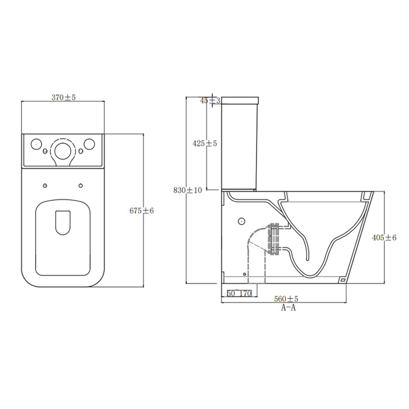 TB Milan Rimless Close Coupled Square Toilet Space Efficient Design