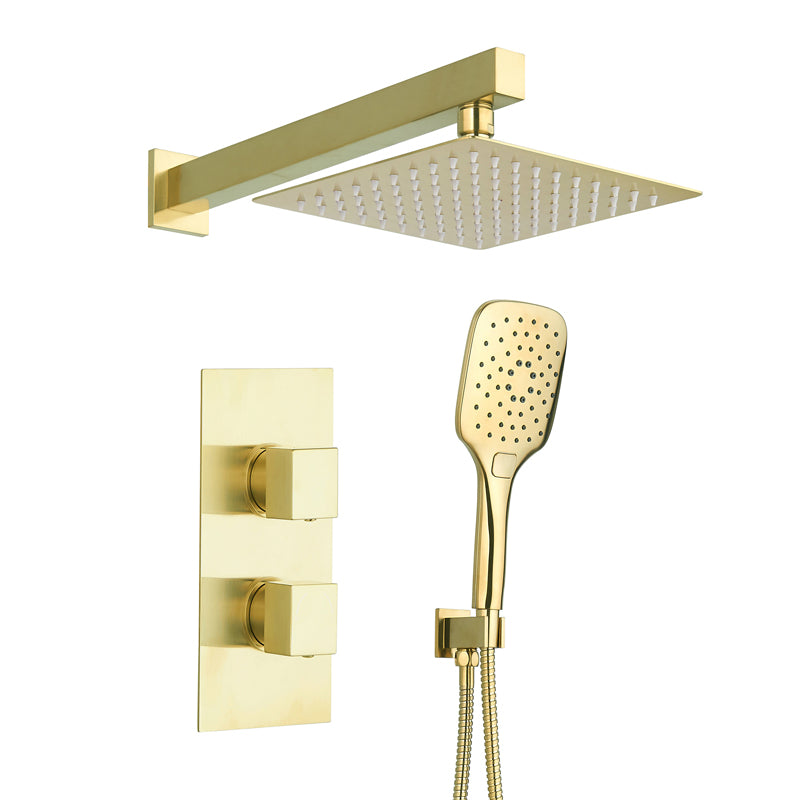 TB Concealed Thermostatic 2 Handle 2 Way Shower Kit Slimline Shower Head