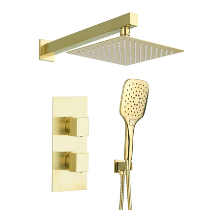 TB Concealed Thermostatic 2 Handle 2 Way Shower Kit Slimline Shower Head