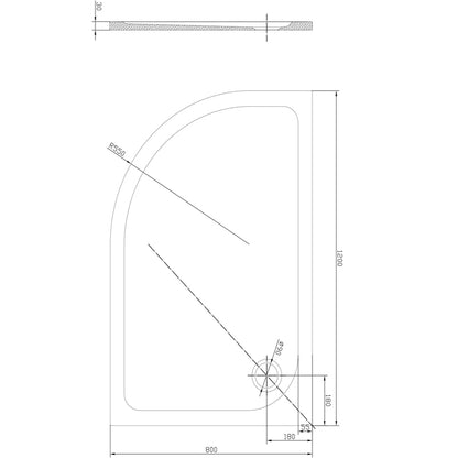 TB Left Offset Quad 30mm Low Profile Shower Tray Reinforced Resin Construction