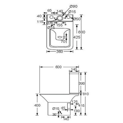 TB Plumb Essentials Square Rimless CC Pan & Cistern in One Box