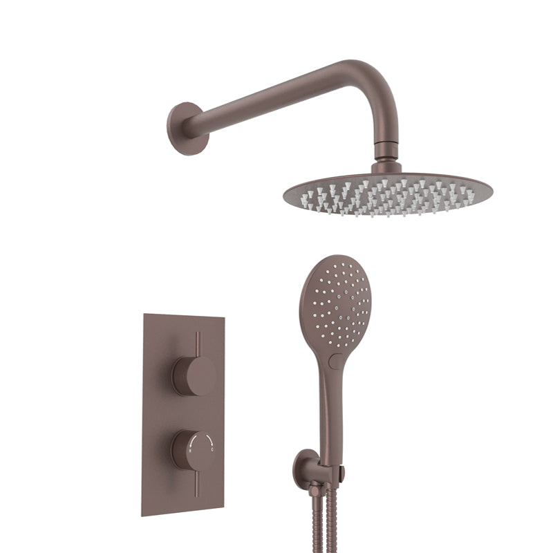 TB Concealed Thermostatic 2 Handle 2 Way Shower Kit Slimline Shower Head