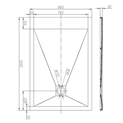 TB Rectangle 35mm Slate White Shower Tray Premium Gelcoat Stone Resin Construction