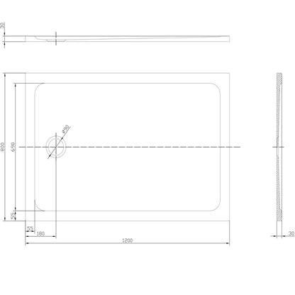 TB Rectangle 30mm Low Profile Shower Tray Gelcoat Stone Resin Construction