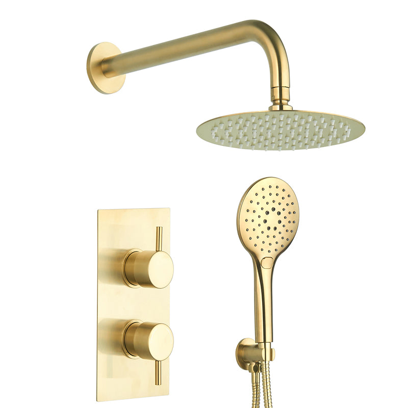 TB Concealed Thermostatic 2 Handle 2 Way Shower Kit Slimline Shower Head