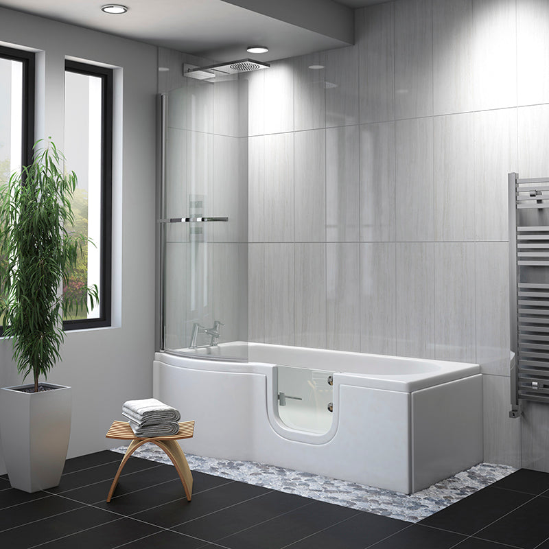 Mantaleda Carnelian Walk-In Bath with Screen & Low Threshold Door In White