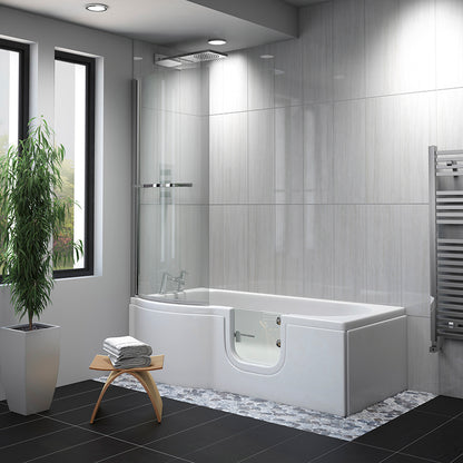 Mantaleda Carnelian Walk-In Bath with Screen & Low Threshold Door In White