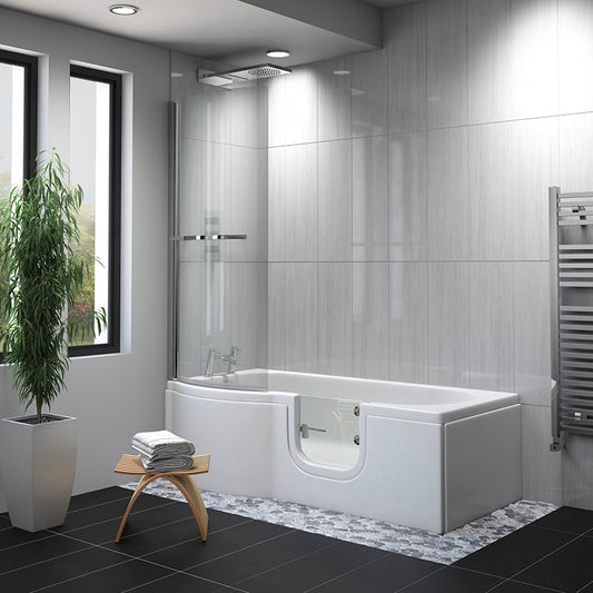 Mantaleda Carnelian Walk-In Bath with Screen & Low Threshold Door In White