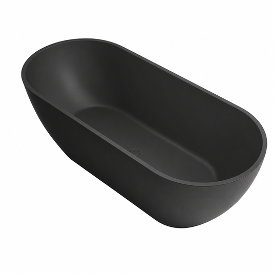 TB Nero Matte Black Freestanding Bath Including Black Waste