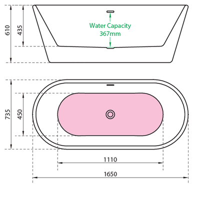 Charlotte Edwards Grosvenor Oval Freestanding Bath Technical Drawings