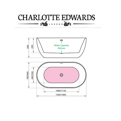Charlotte Edwards Mayfair Oval Freestanding Bath Technical Drawings