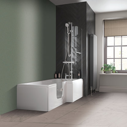 Mantaleda Larimar L-Shaped Walk-In Bath with Screen Left & Right Hand In White