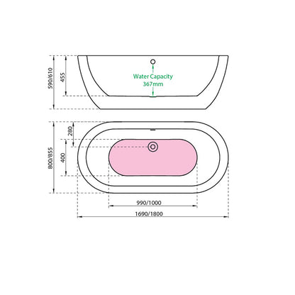 Charlotte Edwards Olympia Oval Freestanding Bath Technical Drawings