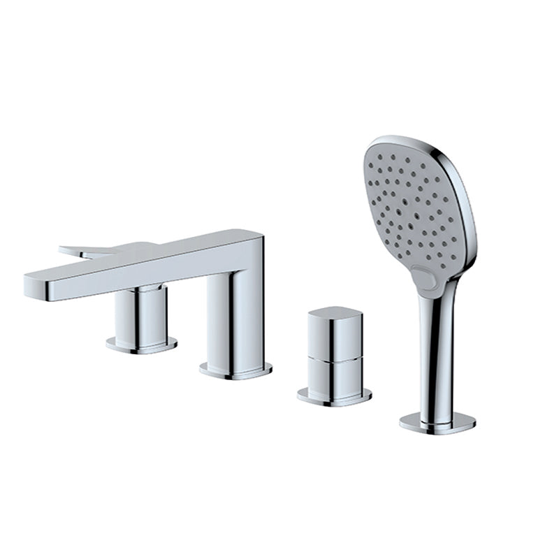 RAK-Petit Square 4 Hole Deck Mounted Bath Mixer Elegant Styling Solid Brass Build
