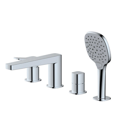 RAK-Petit Square 4 Hole Deck Mounted Bath Mixer Elegant Styling Solid Brass Build