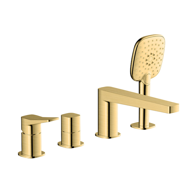 RAK-Petit Square 4 Hole Deck Mounted Bath Mixer Elegant Styling Solid Brass Build