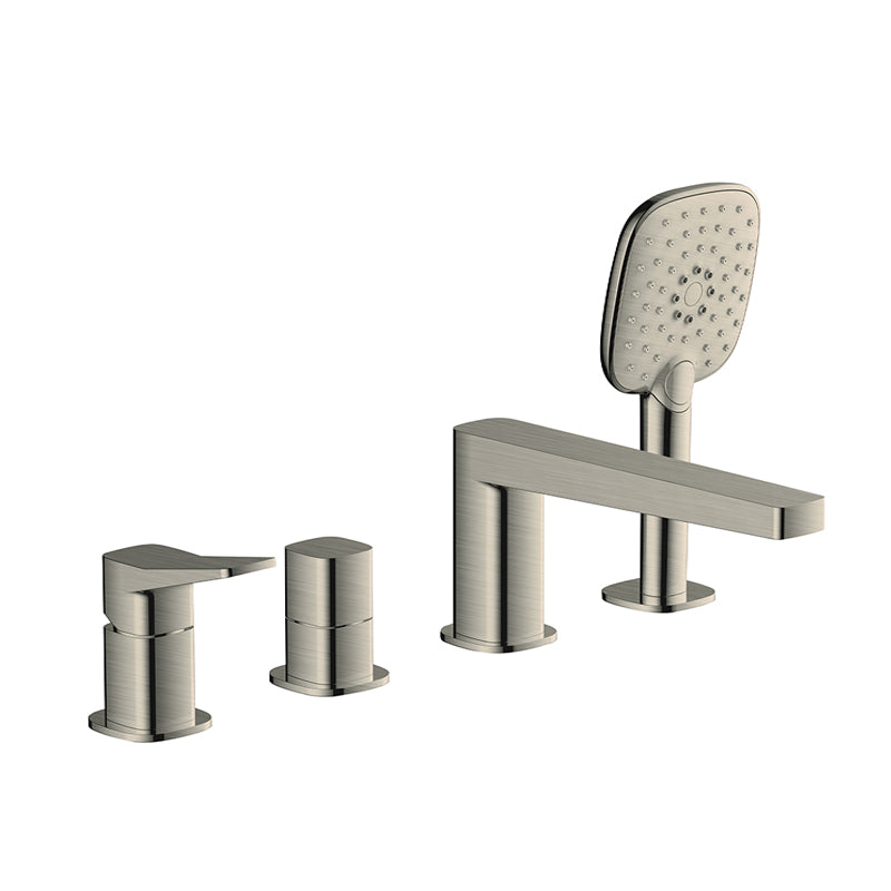 RAK-Petit Square 4 Hole Deck Mounted Bath Mixer Elegant Styling Solid Brass Build