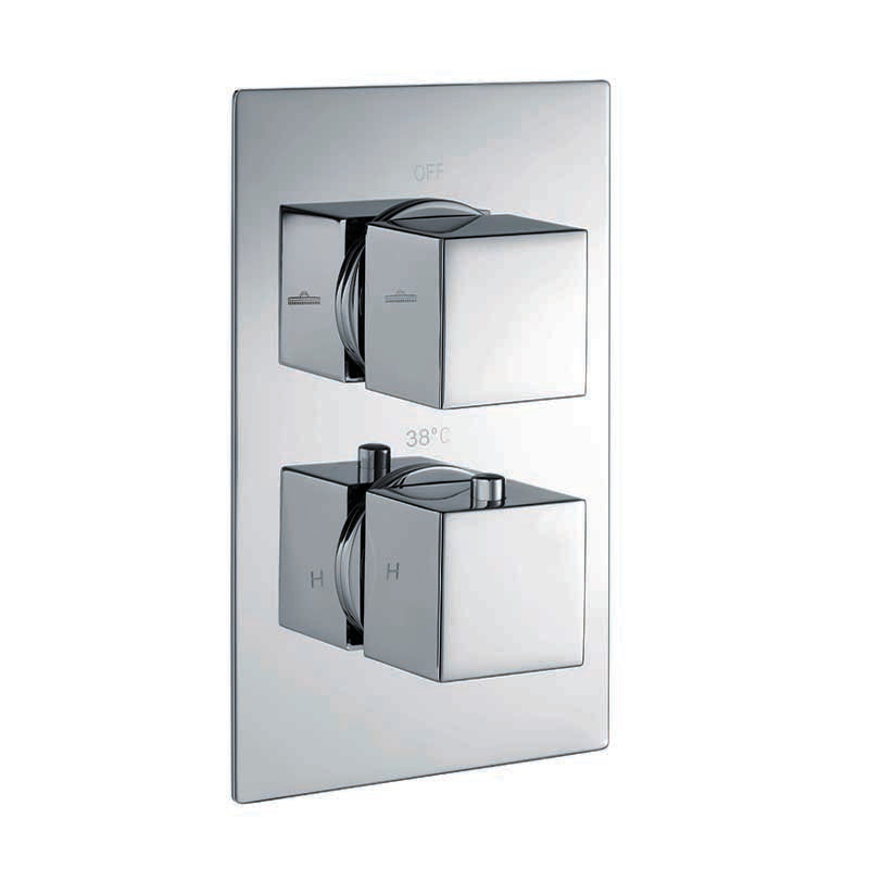 RAK-Showering Square Dual Outlet 2 Handle Thermostatic Shower Valve